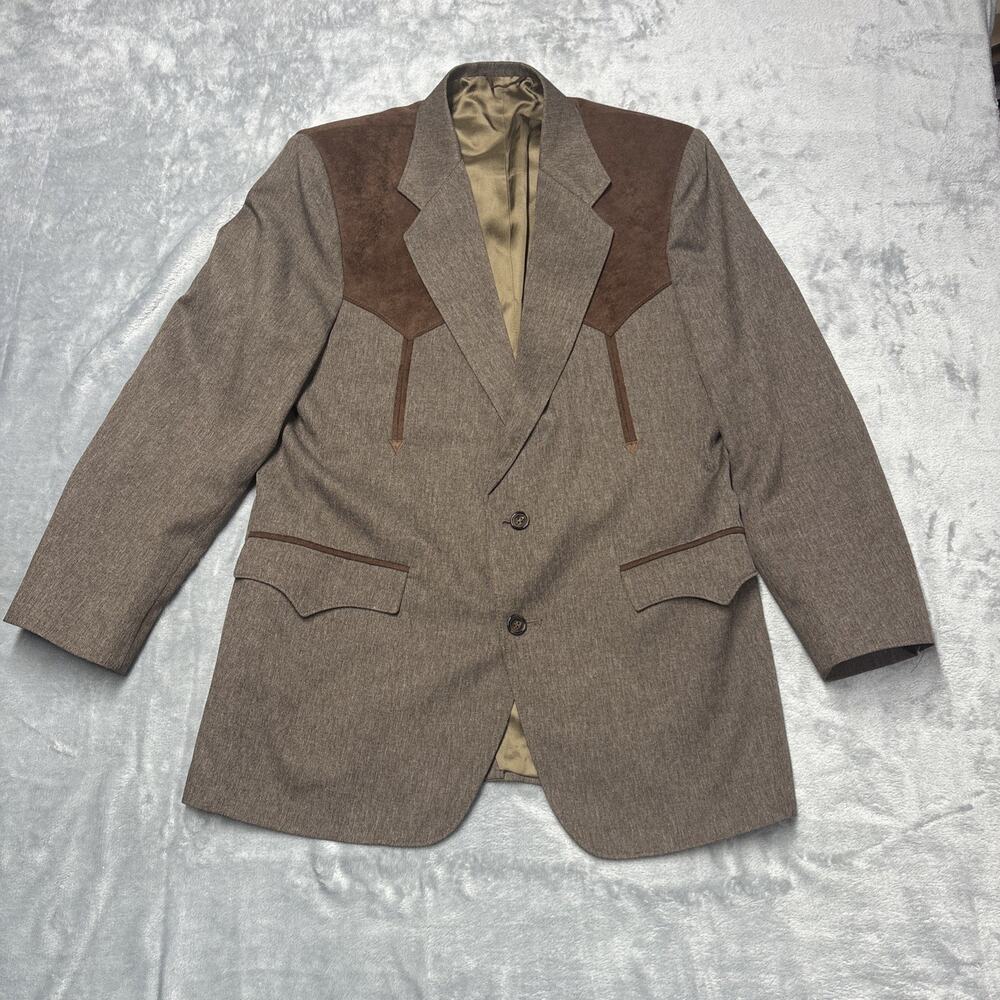 Circle S Blazer Mens 42R Brown Polyester Western Cowboy Sport Coat